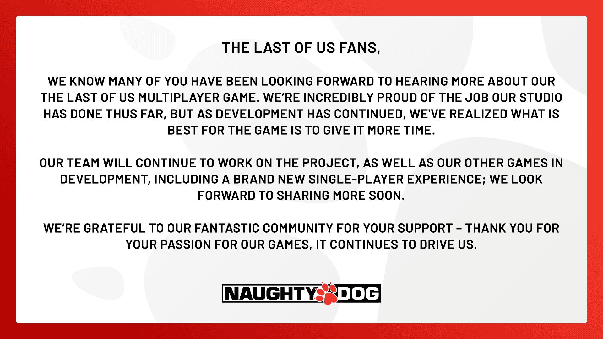 Naughty Dog PR May 2023