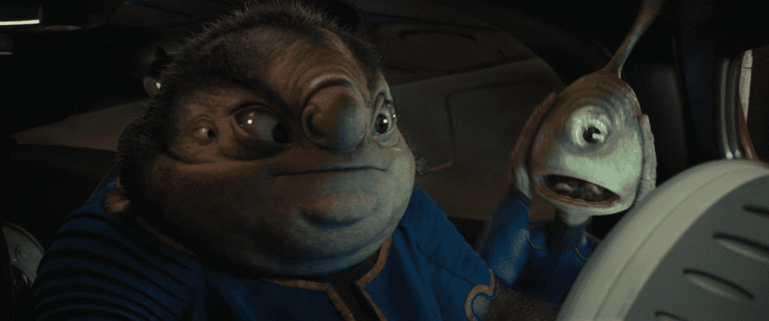 (L-R) Jumba voiced by Zach Galifianakis and Pleakley voiced by Billy Magnussen in Disney’s live-action LILO & STITCH. Photo courtesy of Disney. © 2025 Disney Enterprises Inc. All Rights Reserved.