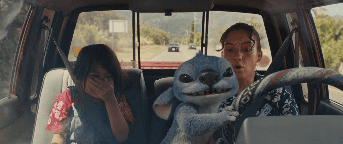 (L-R) Maia Kealoha as Lilo, Stitch and Sydney Agudong as Nani in Disney’s live-action LILO & STITCH. Photo courtesy of Disney. © 2025 Disney Enterprises Inc. All Rights Reserved.