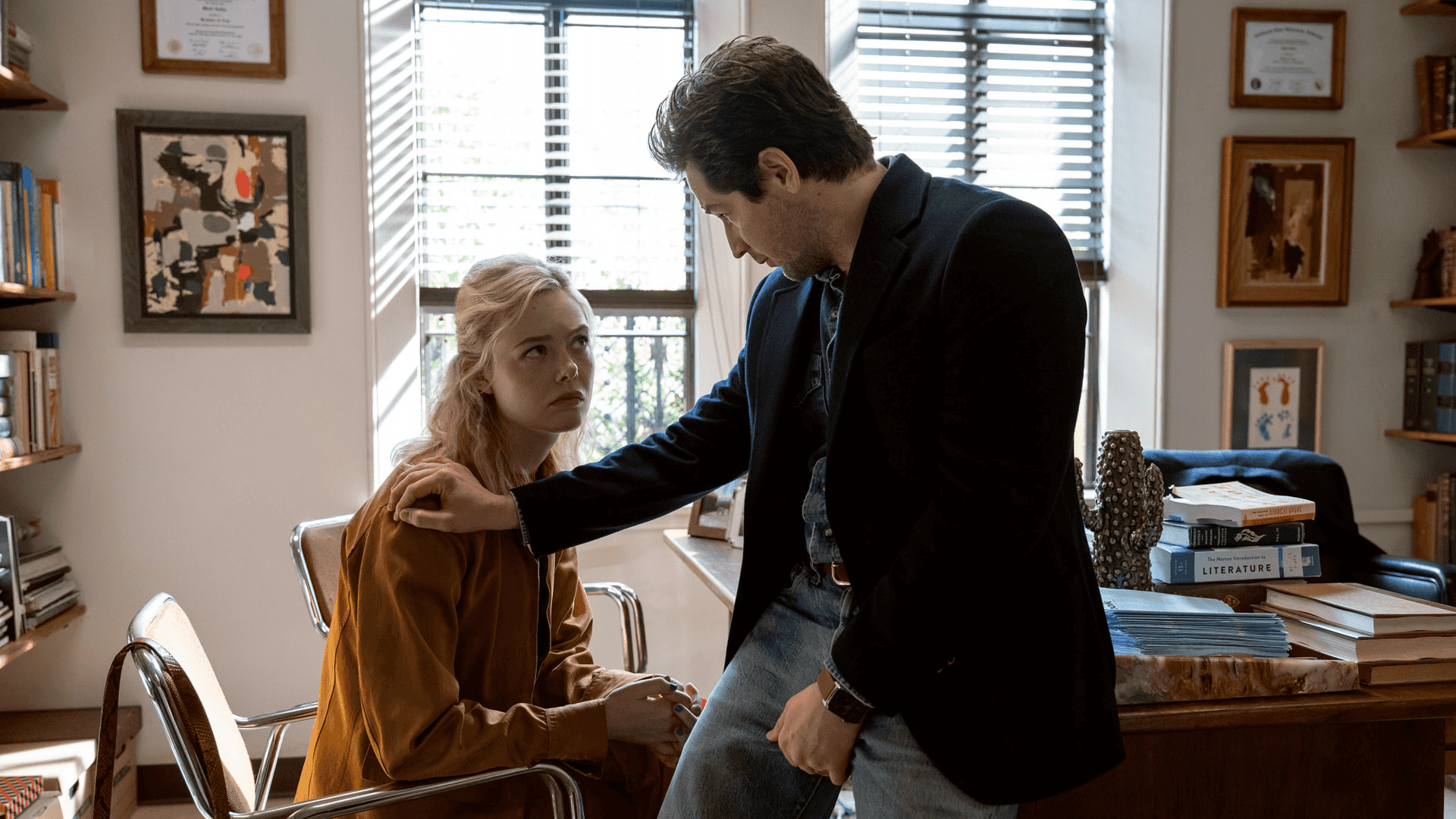 Elle Fanning and Michael Angarano in "Margo’s Got Money Troubles," premiering April 15, 2026 on Apple TV.