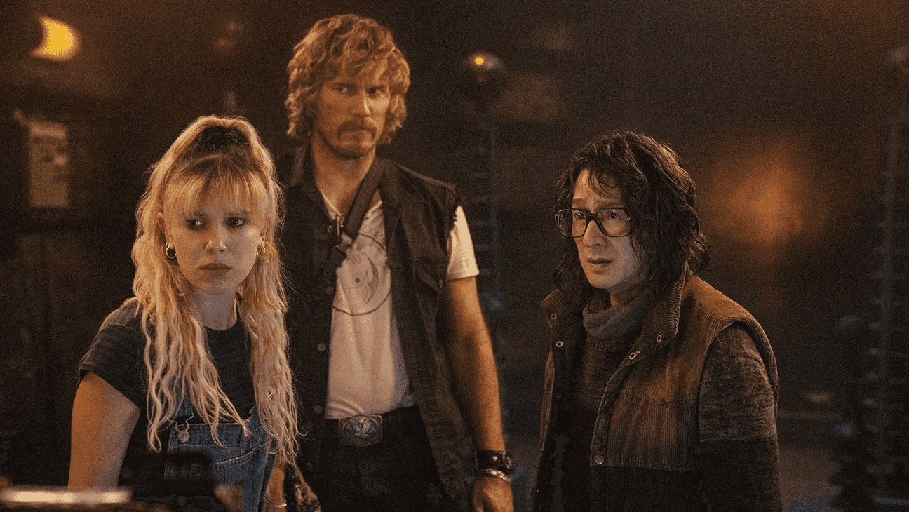 Millie Bobby Brown, Chris Pratt and Ke Huy Quan in The Electric State
