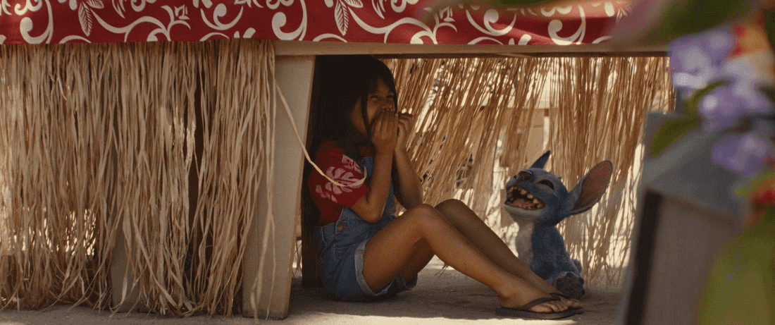 (L-R) Maia Kealoha as Lilo and Stitch in Disney’s live-action LILO & STITCH. Photo courtesy of Disney. © 2025 Disney Enterprises Inc. All Rights Reserved.